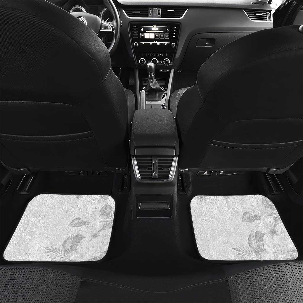 Polynesia Hammerhead Shark Car Mats Tropical Flowers Tribal Pattern White LT05 Set 2pcs - Back White - Polynesian Pride
