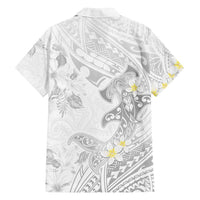 Polynesia Hammerhead Shark Family Matching Long Sleeve Bodycon Dress and Hawaiian Shirt Tropical Flowers Tribal Pattern White LT05 - Polynesian Pride