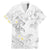 Polynesia Hammerhead Shark Family Matching Mermaid Dress and Hawaiian Shirt Tropical Flowers Tribal Pattern White