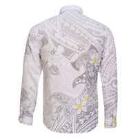 Polynesia Hammerhead Shark Family Matching Off Shoulder Short Dress and Hawaiian Shirt Tropical Flowers Tribal Pattern White LT05 - Polynesian Pride