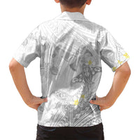 Polynesia Hammerhead Shark Family Matching Summer Maxi Dress and Hawaiian Shirt Tropical Flowers Tribal Pattern White LT05 - Polynesian Pride