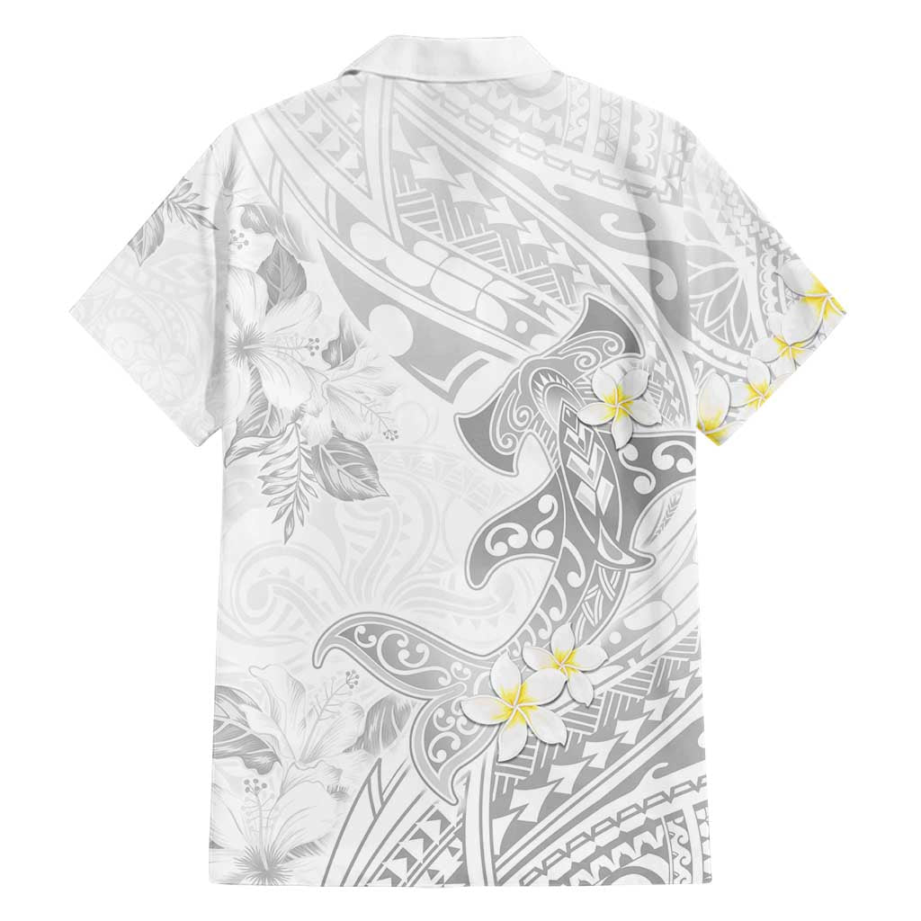 Polynesia Hammerhead Shark Family Matching Summer Maxi Dress and Hawaiian Shirt Tropical Flowers Tribal Pattern White LT05 - Polynesian Pride