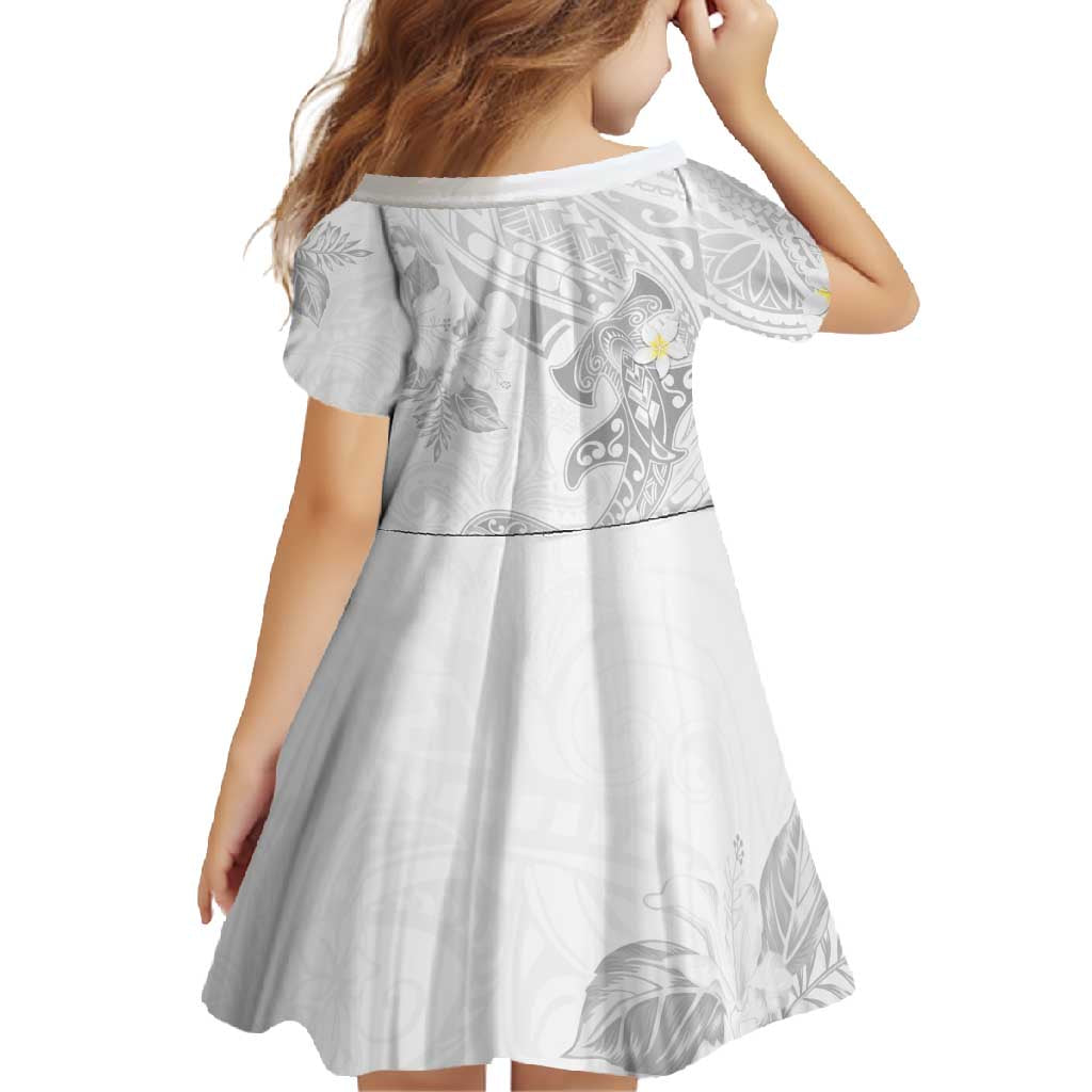 Polynesia Hammerhead Shark Family Matching Tank Maxi Dress and Hawaiian Shirt Tropical Flowers Tribal Pattern White LT05 - Polynesian Pride