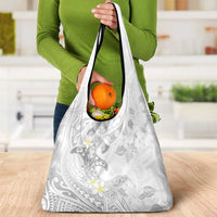 Polynesia Hammerhead Shark Grocery Bag Tropical Flowers Tribal Pattern White LT05 - Polynesian Pride