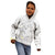 Polynesia Hammerhead Shark Kid Hoodie Tropical Flowers Tribal Pattern White