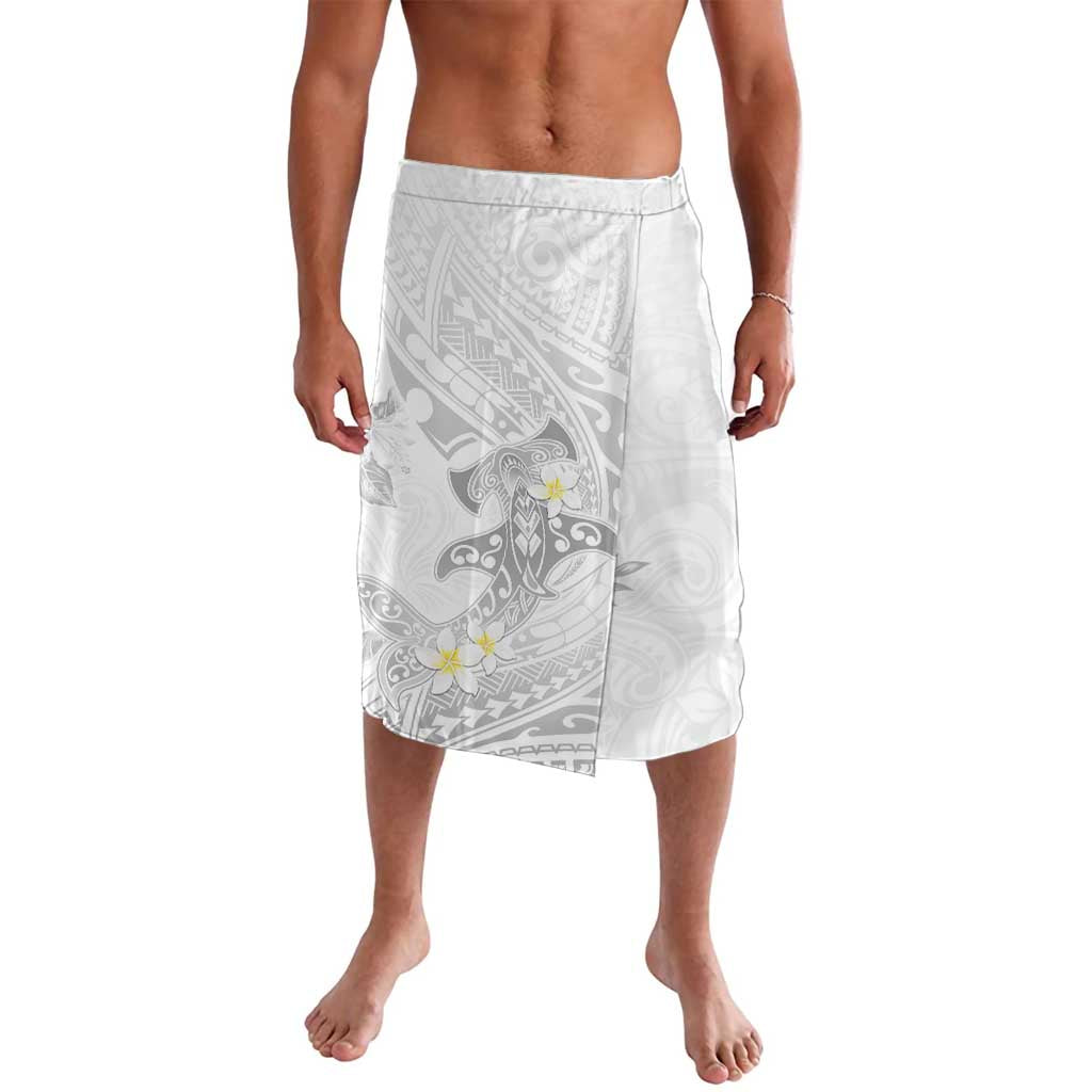 Polynesia Hammerhead Shark Lavalava Tropical Flowers Tribal Pattern White LT05 White - Polynesian Pride