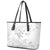 Polynesia Hammerhead Shark Leather Tote Bag Tropical Flowers Tribal Pattern White