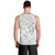 Polynesia Hammerhead Shark Men Tank Top Tropical Flowers Tribal Pattern White