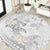 Polynesia Hammerhead Shark Round Carpet Tropical Flowers Tribal Pattern White