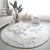 Polynesia Hammerhead Shark Round Carpet Tropical Flowers Tribal Pattern White