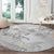 Polynesia Hammerhead Shark Round Carpet Tropical Flowers Tribal Pattern White