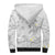 Polynesia Hammerhead Shark Sherpa Hoodie Tropical Flowers Tribal Pattern White