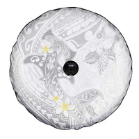 Polynesia Hammerhead Shark Spare Tire Cover Tropical Flowers Tribal Pattern White LT05 - Polynesian Pride