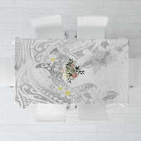 Polynesia Hammerhead Shark Tablecloth Tropical Flowers Tribal Pattern White LT05 White - Polynesian Pride