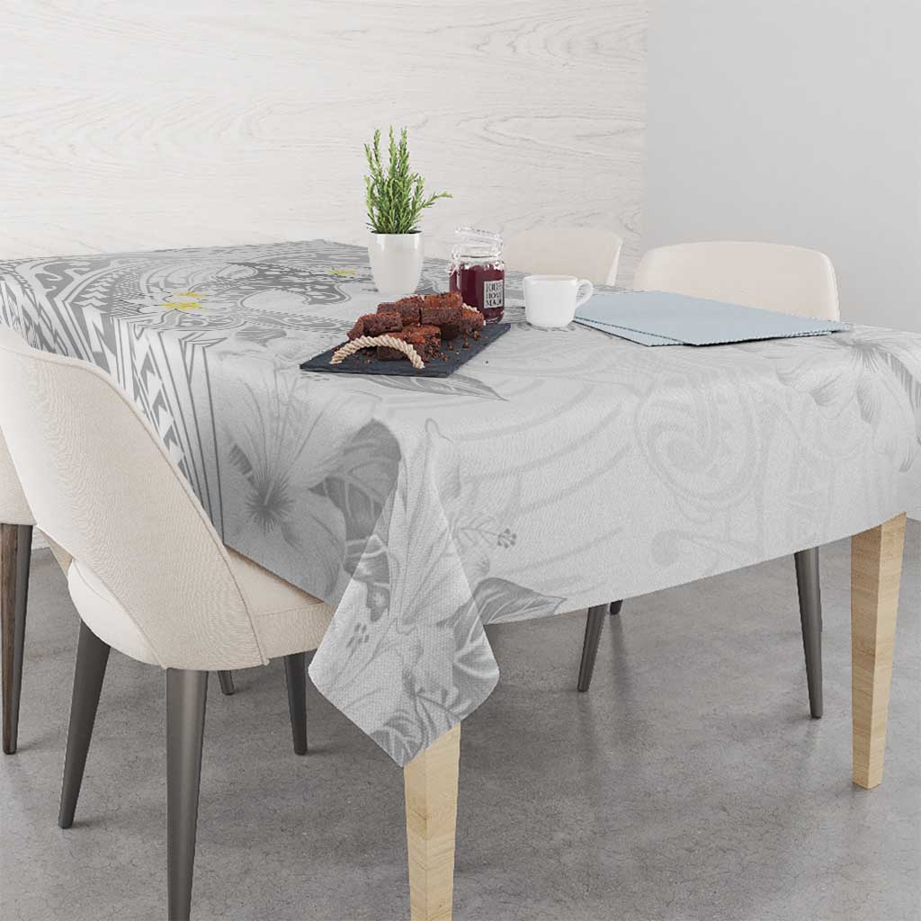 Polynesia Hammerhead Shark Tablecloth Tropical Flowers Tribal Pattern White LT05 - Polynesian Pride