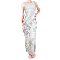 Polynesia Hammerhead Shark Tank Maxi Dress Tropical Flowers Tribal Pattern White LT05 Women White - Polynesian Pride