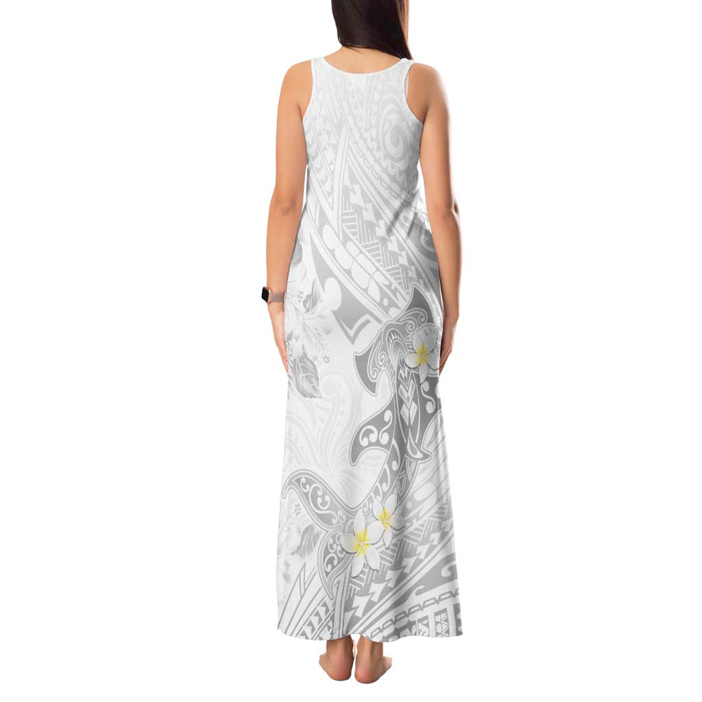 Polynesia Hammerhead Shark Tank Maxi Dress Tropical Flowers Tribal Pattern White LT05 - Polynesian Pride