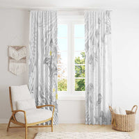 Polynesia Hammerhead Shark Window Curtain Tropical Flowers Tribal Pattern White LT05 - Polynesian Pride