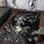 Polynesia Hammerhead Shark Area Rug Tropical Flowers Tribal Pattern Black