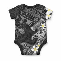 Polynesia Hammerhead Shark Baby Onesie Tropical Flowers Tribal Pattern Black LT05 - Polynesian Pride