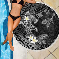 Polynesia Hammerhead Shark Beach Blanket Tropical Flowers Tribal Pattern Black LT05 - Polynesian Pride