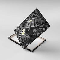 Polynesia Hammerhead Shark Canvas Wall Art Tropical Flowers Tribal Pattern Black LT05 With Frame Black - Polynesian Pride