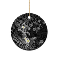 Polynesia Hammerhead Shark Ceramic Ornament Tropical Flowers Tribal Pattern Black LT05 - Polynesian Pride