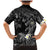 Polynesia Hammerhead Shark Family Matching Mermaid Dress and Hawaiian Shirt Tropical Flowers Tribal Pattern Black