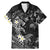 Polynesia Hammerhead Shark Family Matching Mermaid Dress and Hawaiian Shirt Tropical Flowers Tribal Pattern Black