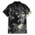 Polynesia Hammerhead Shark Family Matching Puletasi and Hawaiian Shirt Tropical Flowers Tribal Pattern Black