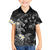 Polynesia Hammerhead Shark Family Matching Puletasi and Hawaiian Shirt Tropical Flowers Tribal Pattern Black