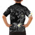 Polynesia Hammerhead Shark Family Matching Summer Maxi Dress and Hawaiian Shirt Tropical Flowers Tribal Pattern Black