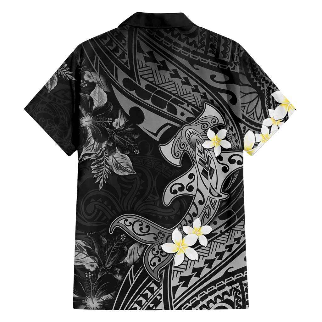 Polynesia Hammerhead Shark Family Matching Summer Maxi Dress and Hawaiian Shirt Tropical Flowers Tribal Pattern Black LT05 - Polynesian Pride