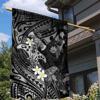 Polynesia Hammerhead Shark Garden Flag Tropical Flowers Tribal Pattern Black LT05 - Polynesian Pride
