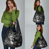 Polynesia Hammerhead Shark Grocery Bag Tropical Flowers Tribal Pattern Black LT05 - Polynesian Pride