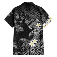 Polynesia Hammerhead Shark Hawaiian Shirt Tropical Flowers Tribal Pattern Black LT05 - Polynesian Pride
