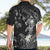 Polynesia Hammerhead Shark Hawaiian Shirt Tropical Flowers Tribal Pattern Black