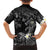 Polynesia Hammerhead Shark Kid Hawaiian Shirt Tropical Flowers Tribal Pattern Black