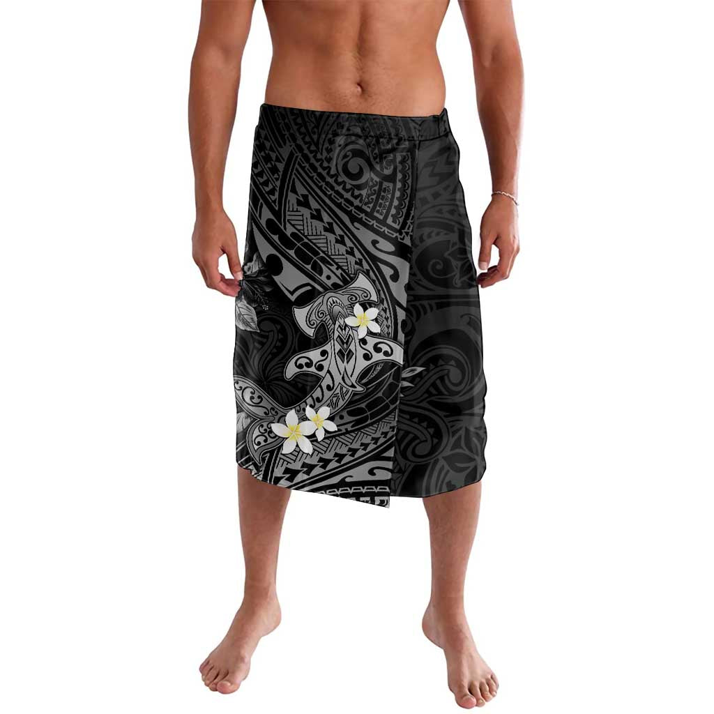 Polynesia Hammerhead Shark Lavalava Tropical Flowers Tribal Pattern Black