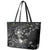 Polynesia Hammerhead Shark Leather Tote Bag Tropical Flowers Tribal Pattern Black