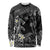 Polynesia Hammerhead Shark Long Sleeve Shirt Tropical Flowers Tribal Pattern Black