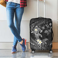 Polynesia Hammerhead Shark Luggage Cover Tropical Flowers Tribal Pattern Black