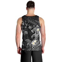 Polynesia Hammerhead Shark Men Tank Top Tropical Flowers Tribal Pattern Black LT05 - Polynesian Pride