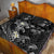 Polynesia Hammerhead Shark Quilt Bed Set Tropical Flowers Tribal Pattern Black