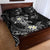 Polynesia Hammerhead Shark Quilt Bed Set Tropical Flowers Tribal Pattern Black