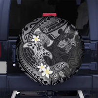 Polynesia Hammerhead Shark Spare Tire Cover Tropical Flowers Tribal Pattern Black LT05 - Polynesian Pride
