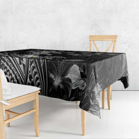 Polynesia Hammerhead Shark Tablecloth Tropical Flowers Tribal Pattern Black LT05 - Polynesian Pride