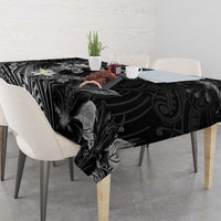 Polynesia Hammerhead Shark Tablecloth Tropical Flowers Tribal Pattern Black LT05 - Polynesian Pride