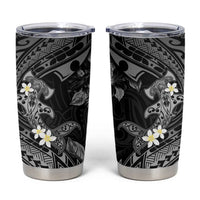 Polynesia Hammerhead Shark Tumbler Cup Tropical Flowers Tribal Pattern Black LT05 Black - Polynesian Pride