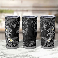 Polynesia Hammerhead Shark Tumbler Cup Tropical Flowers Tribal Pattern Black LT05 - Polynesian Pride